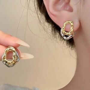 Gold and Silver Geometric Earrings